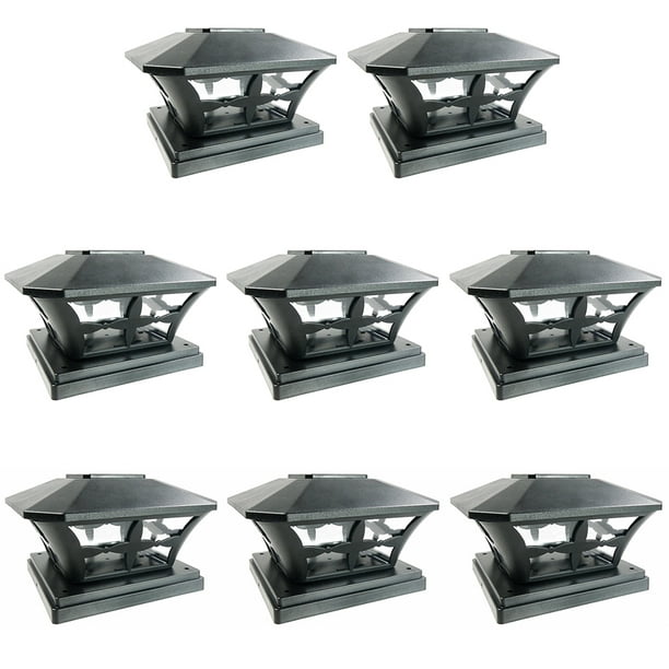 Ntertainment House 2-Pk Solar Hexagon Light with 6 Ultra Bright SMD LEDs for Fence Post Cap with Optional adapters for 6x6 or 5x5 or 4x4 Posts White, 6x6